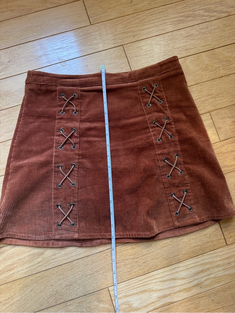 Newbury Kustom Rust Brown Corduroy Mini Skirt